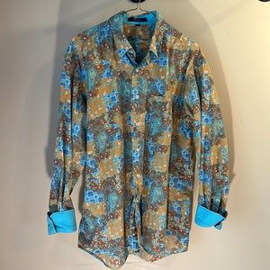Allan Flusser paisley print button front shirt.